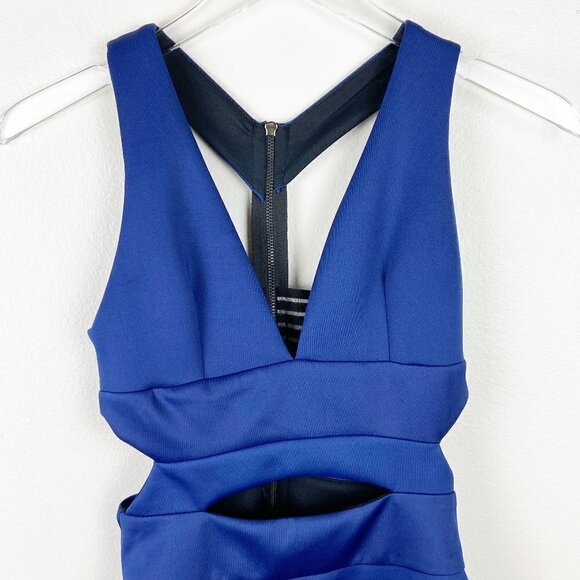 ASOS | Scuba Cobalt Blue Sleeveless V Neck Dress Cutout - Picture 3 of 9